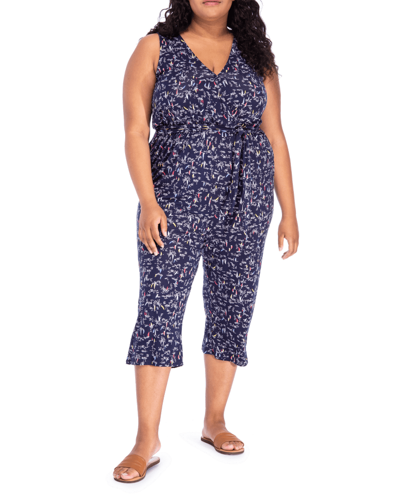 Plus size model wearing Jenny Tie Jumpsuit by B Collection By Bobeau | Dia&Co | dia_product_style_image_id:197889